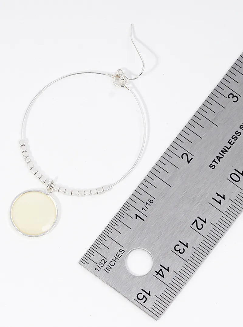 Seed Beaded MOP Drop Wire Circle Lightweight Dangle Drop Earrings