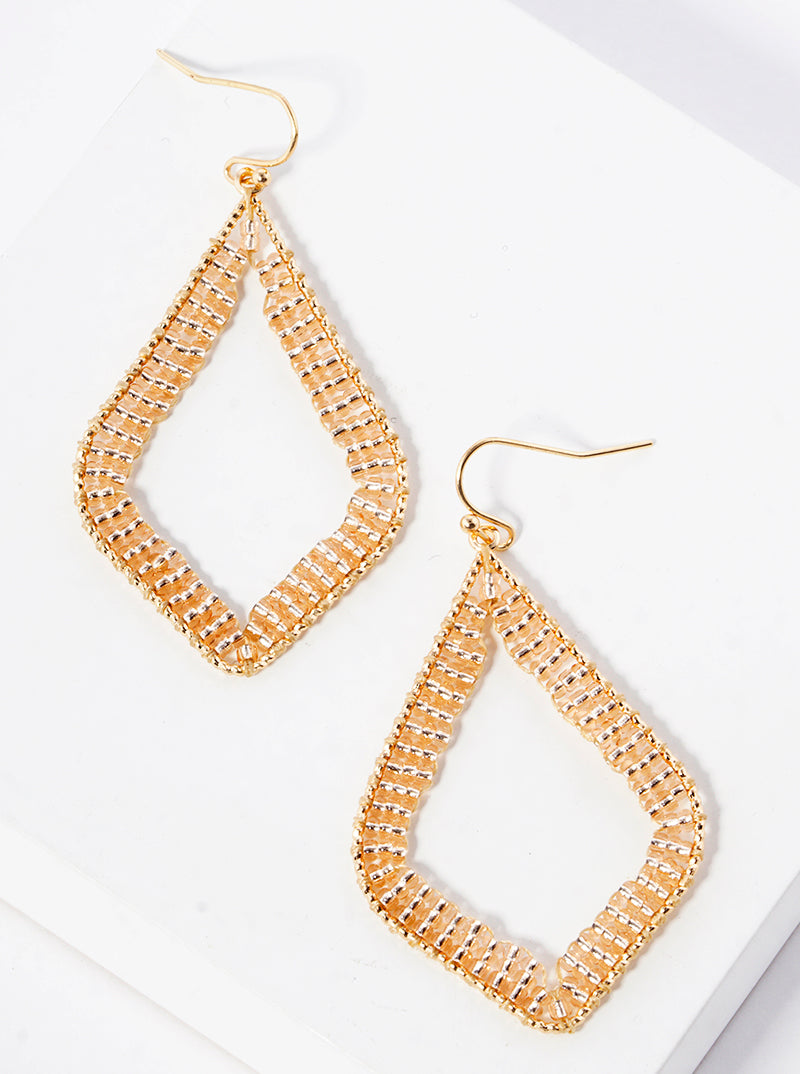 Seed Beaded Marquise Dangle Drop Earrings