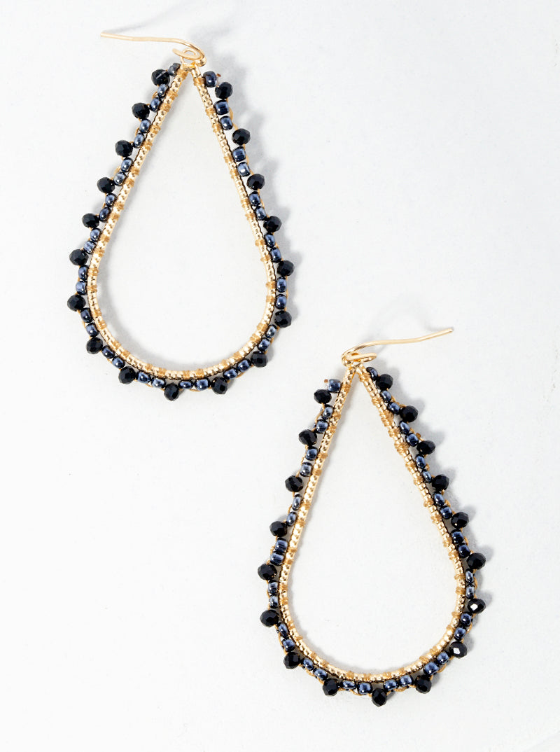 Seed Beaded Teardrop Dangle Drop Earrings