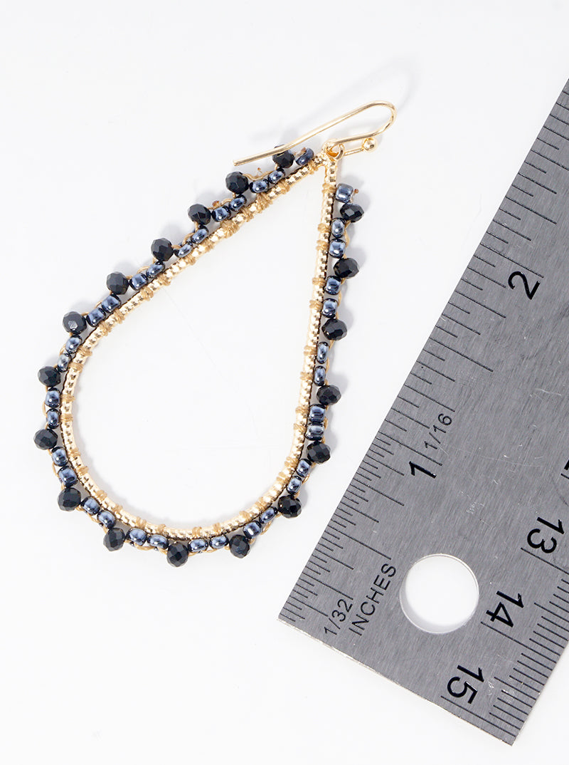 Seed Beaded Teardrop Dangle Drop Earrings