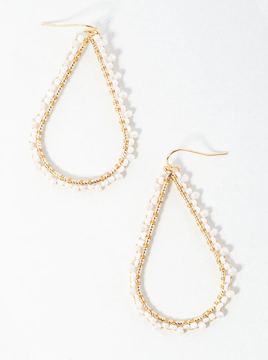 Seed Beaded Teardrop Dangle Drop Earrings