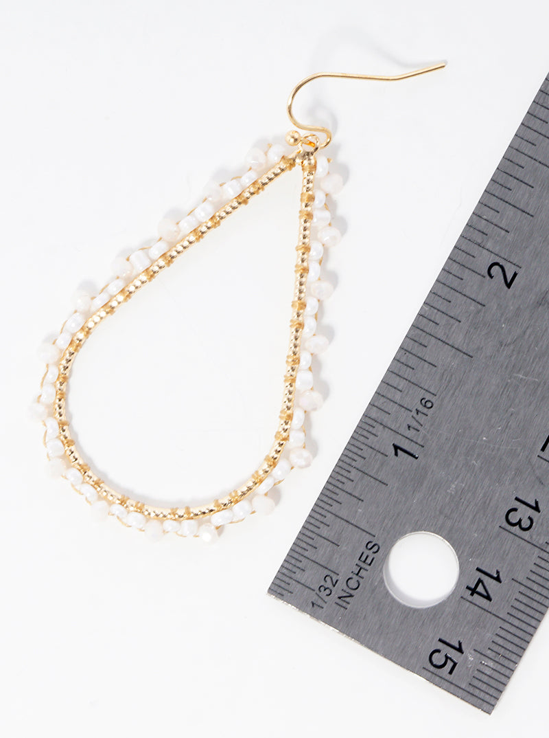 Seed Beaded Teardrop Dangle Drop Earrings