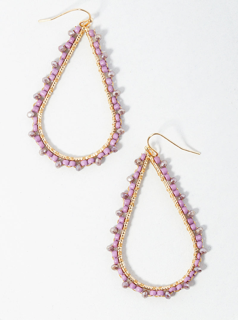 Seed Beaded Teardrop Dangle Drop Earrings