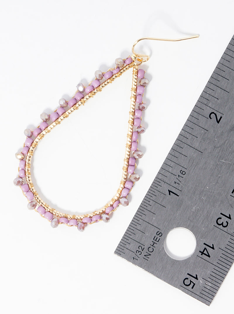 Seed Beaded Teardrop Dangle Drop Earrings