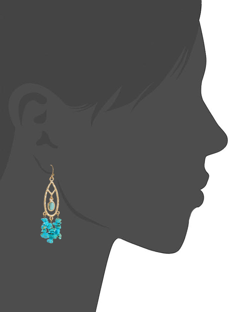Semi-Precious Natural Chip Stone Drop Teardrop Dangle Earrings
