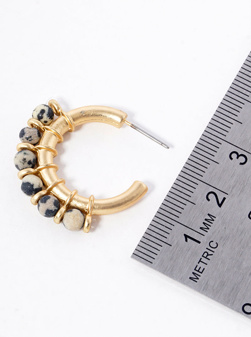 Semi-Precious Natural-Stone 20mm Open Hoop Earrings