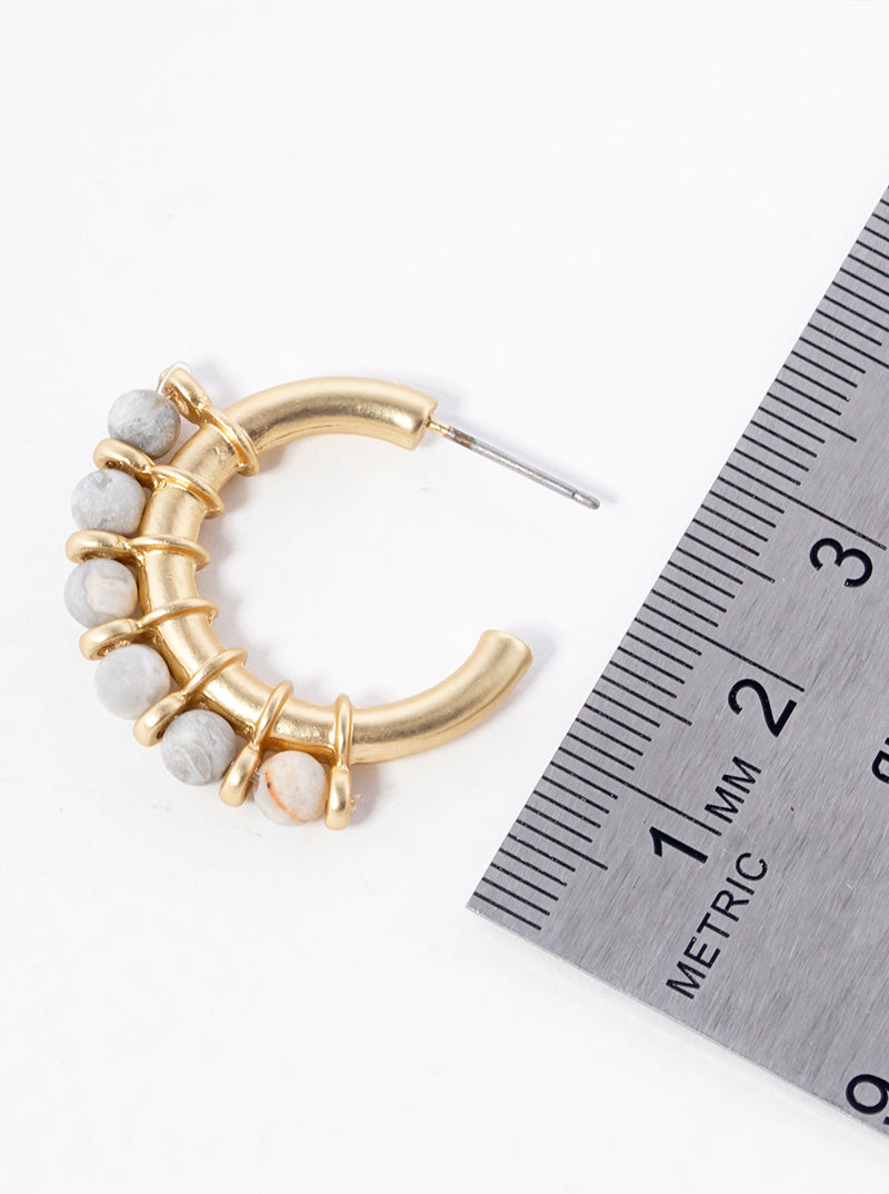Semi-Precious Natural-Stone 20mm Open Hoop Earrings