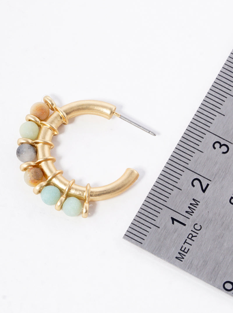 Semi-Precious Natural-Stone 20mm Open Hoop Earrings