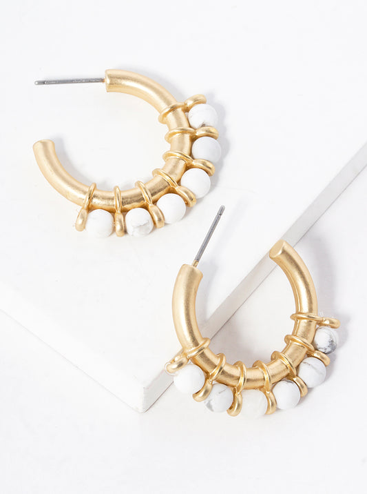Semi-Precious Natural-Stone 20mm Open Hoop Earrings