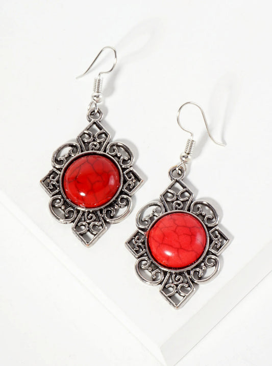 Semi-Precious Natural-Stone Artistic Dangle Earrings