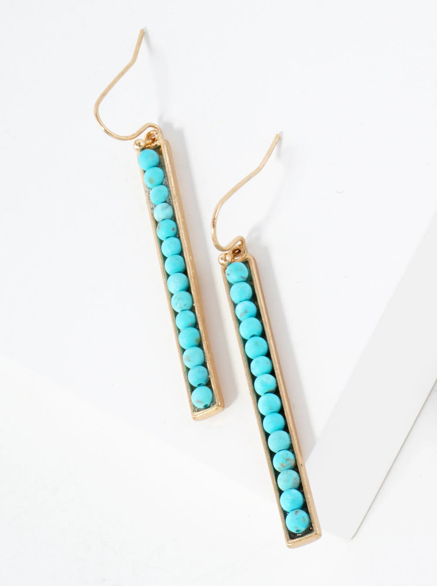 Semi-Precious Natural-Stone Beaded Bar Drop Dangle Earrings