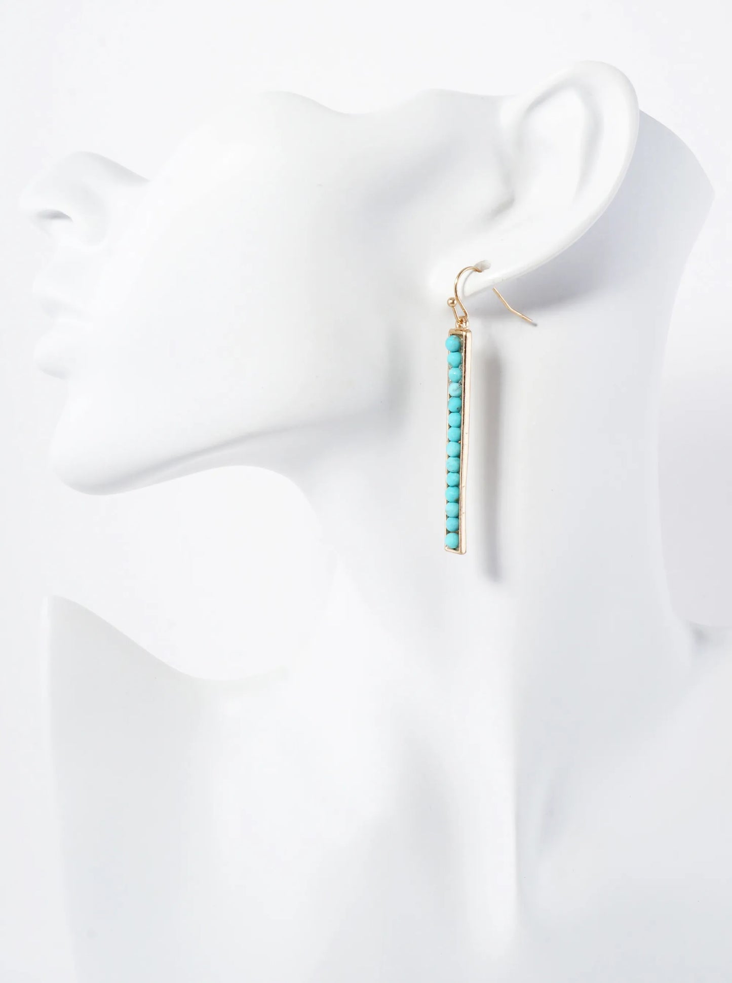 Semi-Precious Natural-Stone Beaded Bar Drop Dangle Earrings