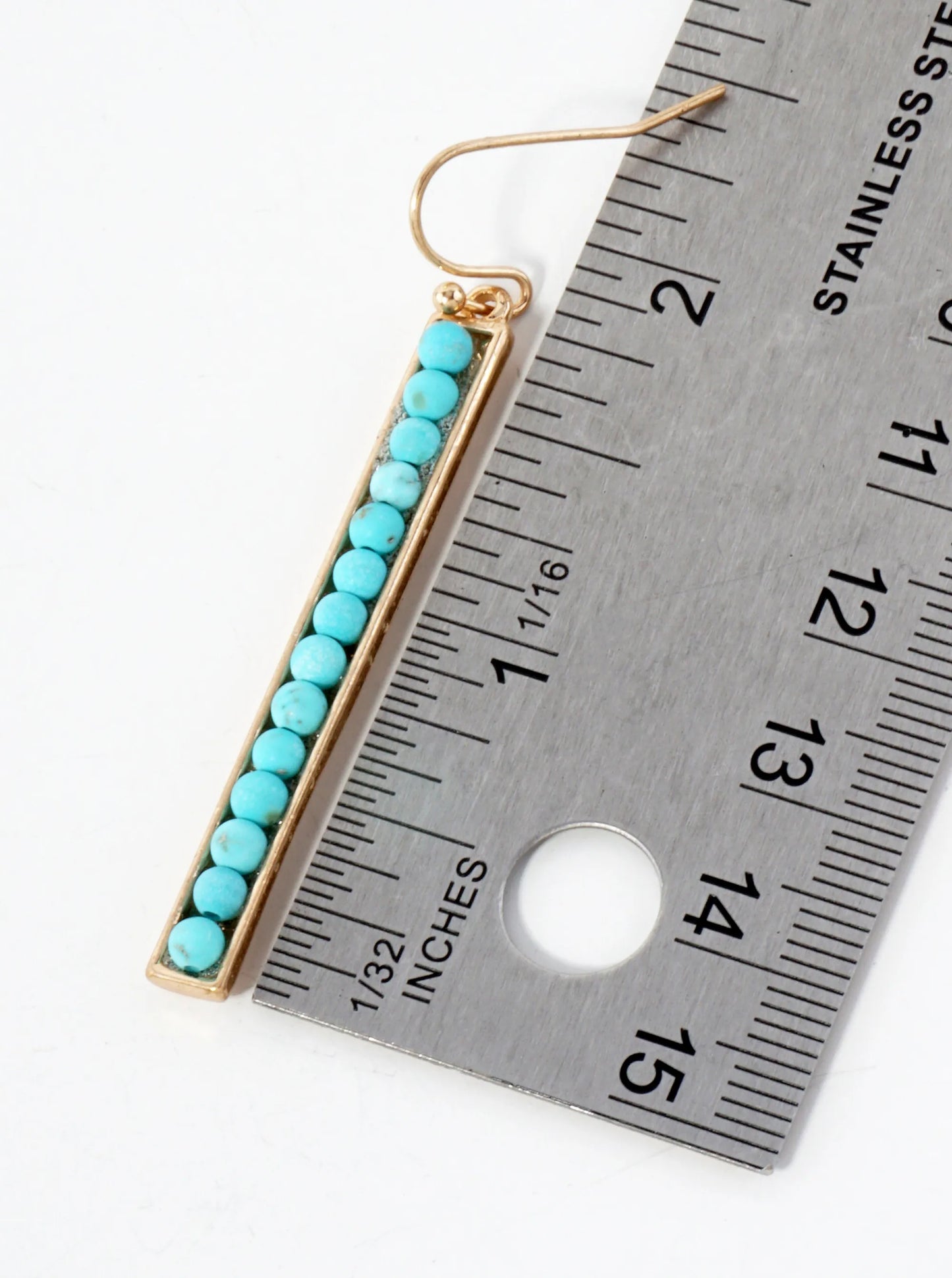 Semi-Precious Natural-Stone Beaded Bar Drop Dangle Earrings