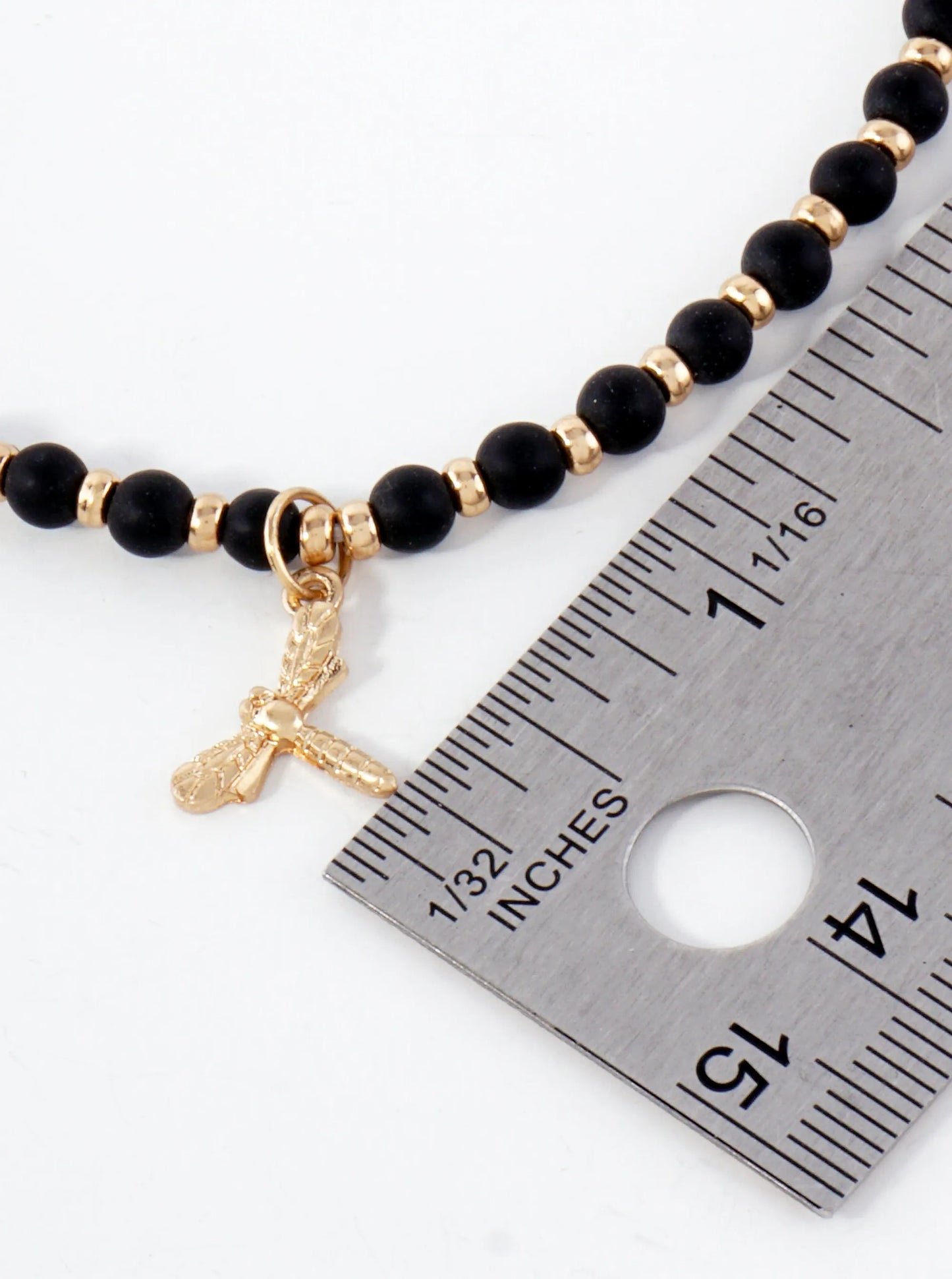Semi-Precious Natural-Stone Beaded Dragonfly Charm Stretch Anklet