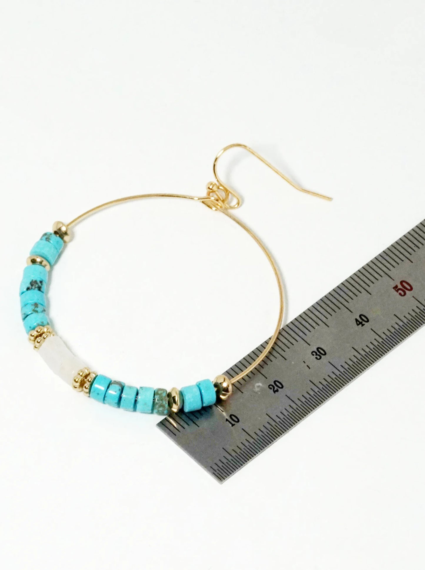 Semi-Precious Natural Stone Beaded Wire Circle Dangle Drop Earrings