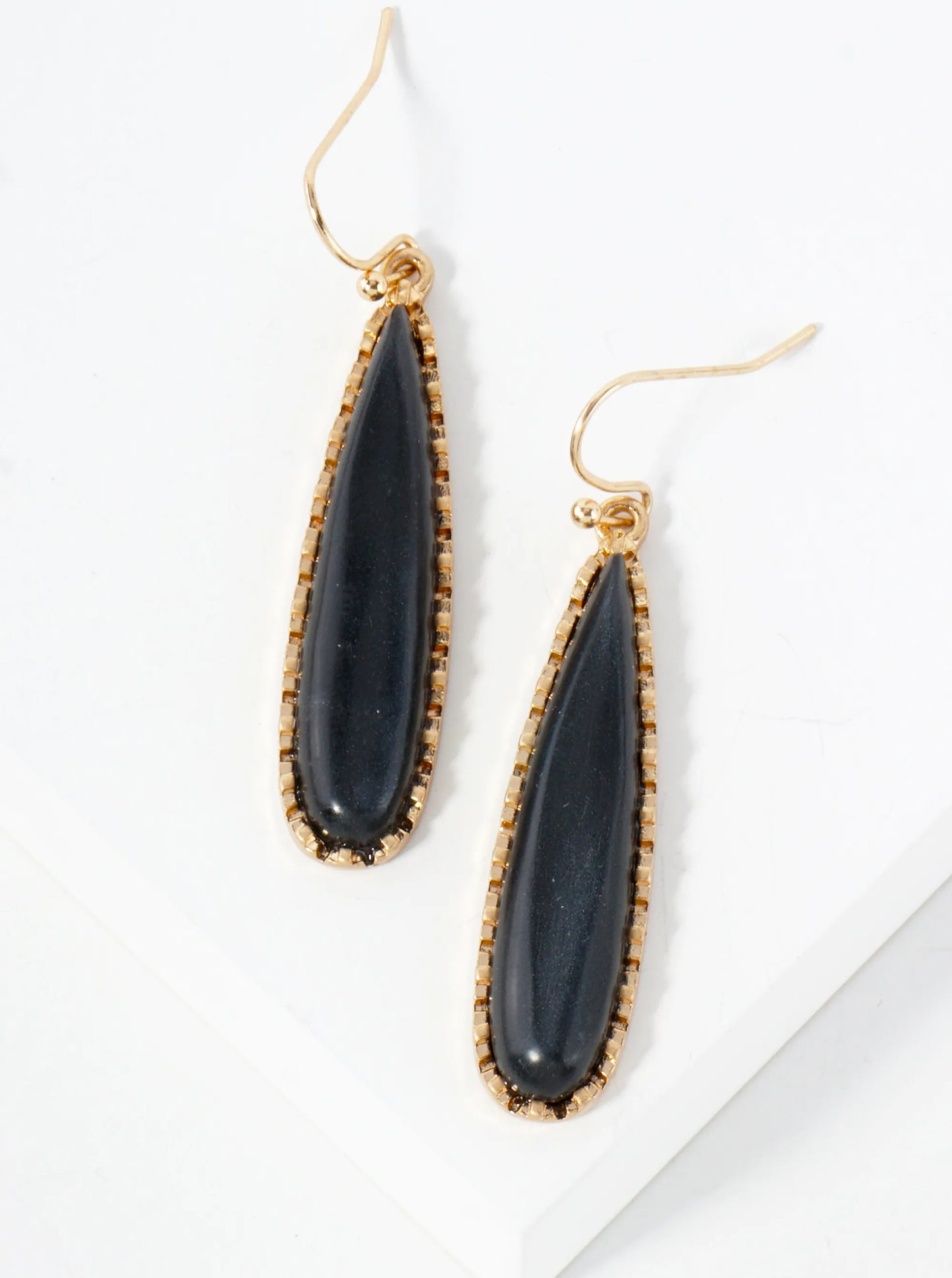 Semi-Precious Natural-Stone Elongated Teardrop Dangle Earrings