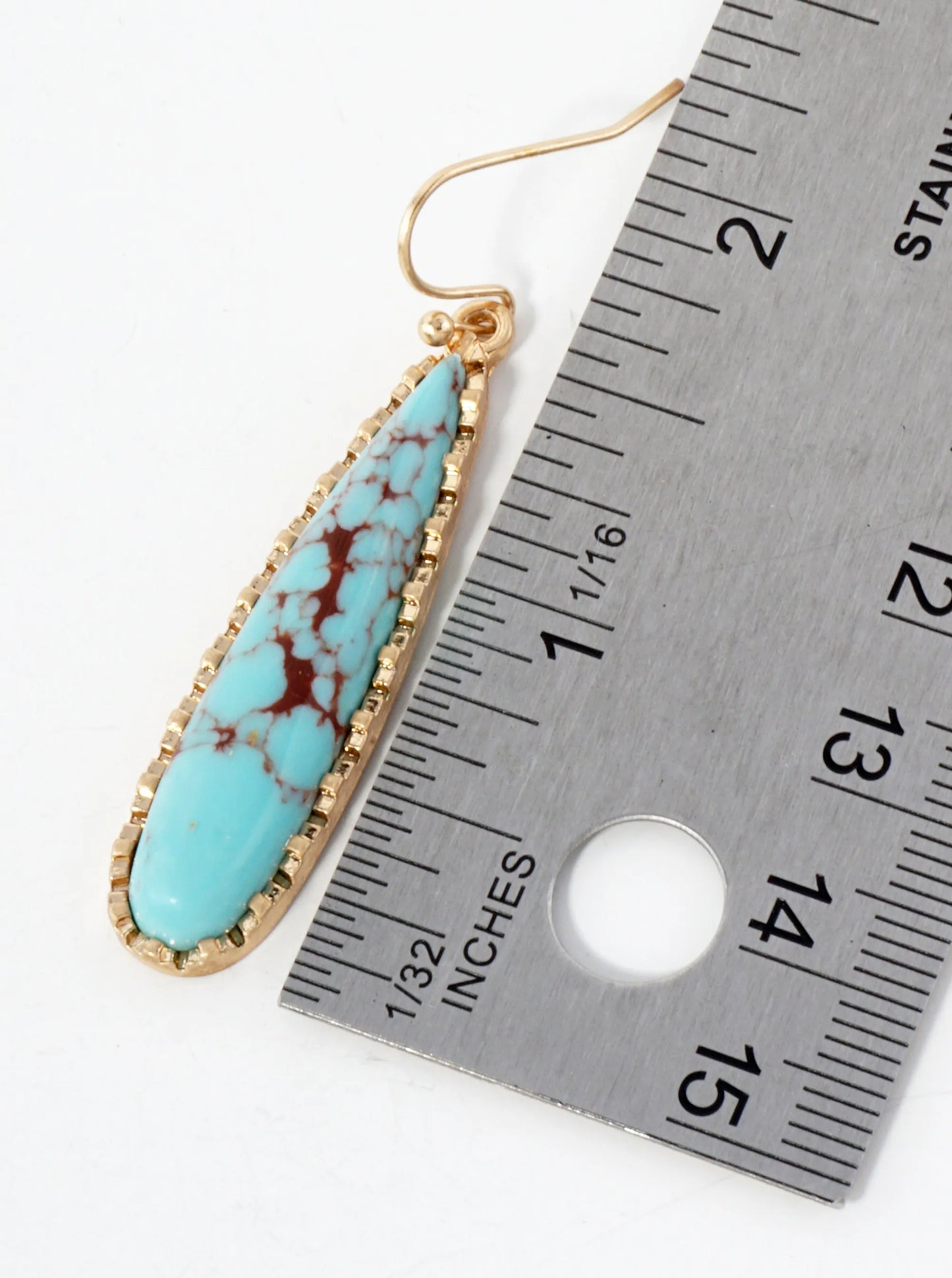 Semi-Precious Natural-Stone Elongated Teardrop Dangle Earrings