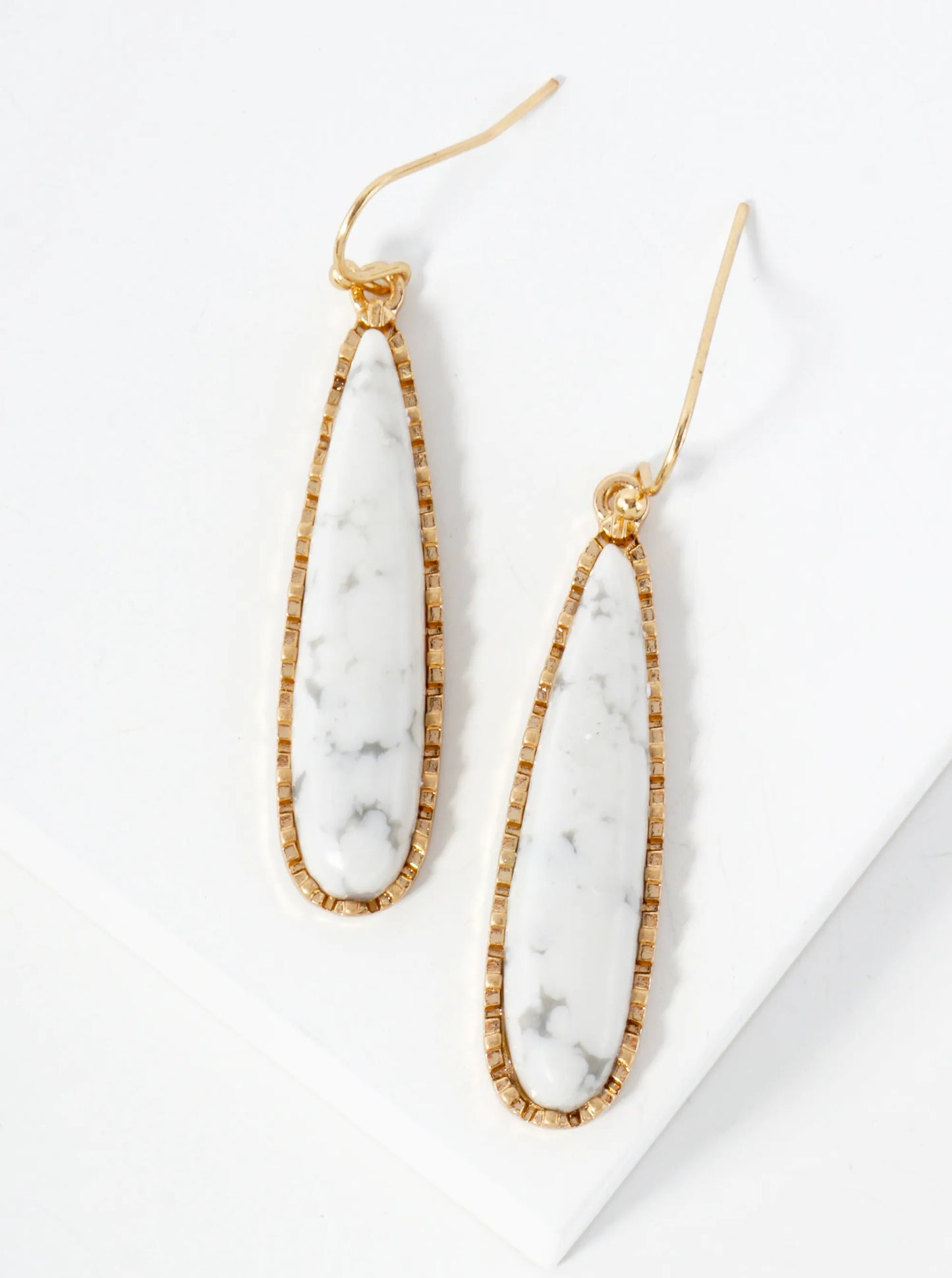Semi-Precious Natural-Stone Elongated Teardrop Dangle Earrings