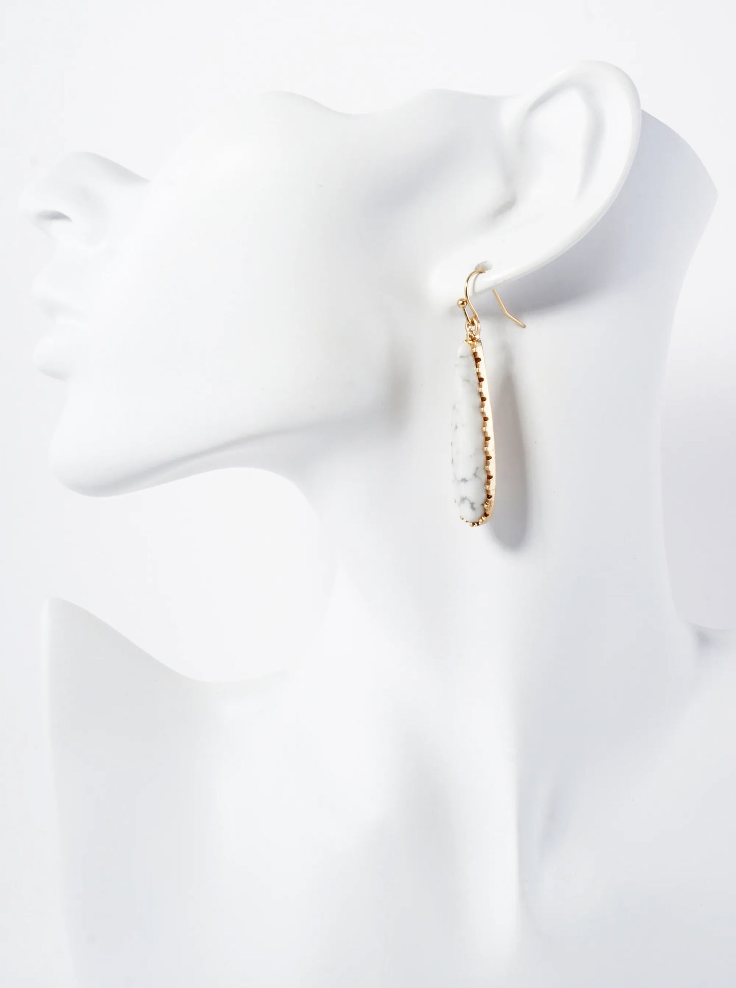 Semi-Precious Natural-Stone Elongated Teardrop Dangle Earrings