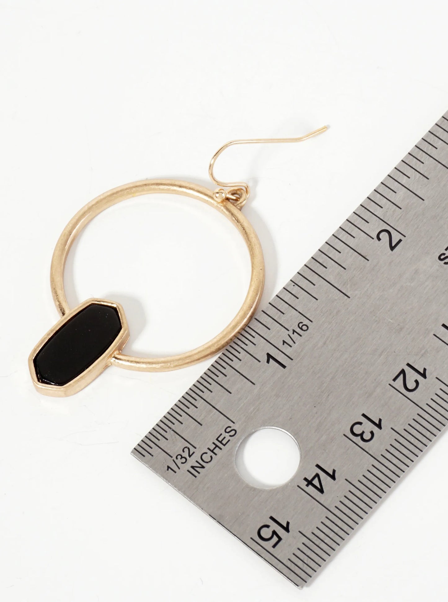 Semi-Precious Natural-Stone Hexagon Accent Circle Earrings