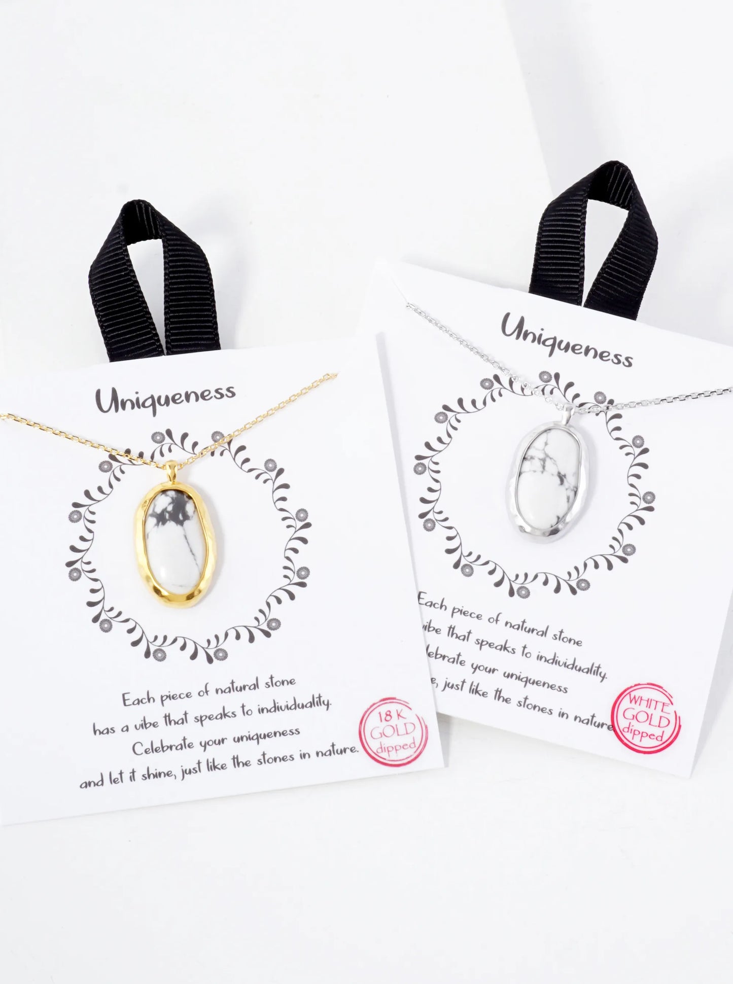 Semi-Precious Natural-Stone Oval-Shaped Pendant Hypoallergenic 18K-Gold-Dipped Necklace