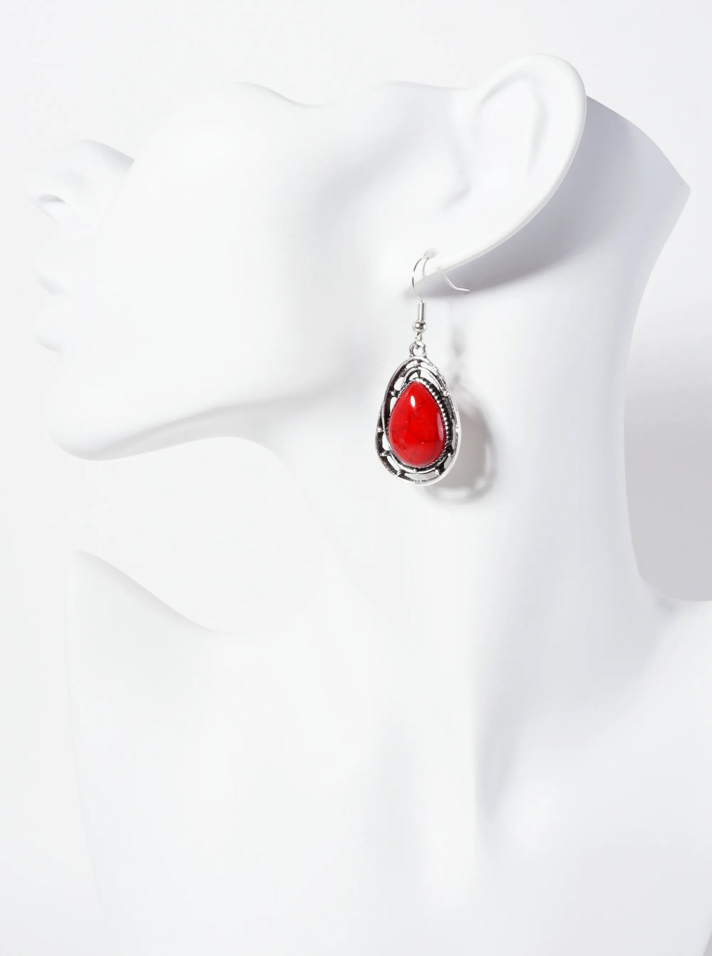 Semi-Precious Natural-Stone Teardrop Dangle Earrings