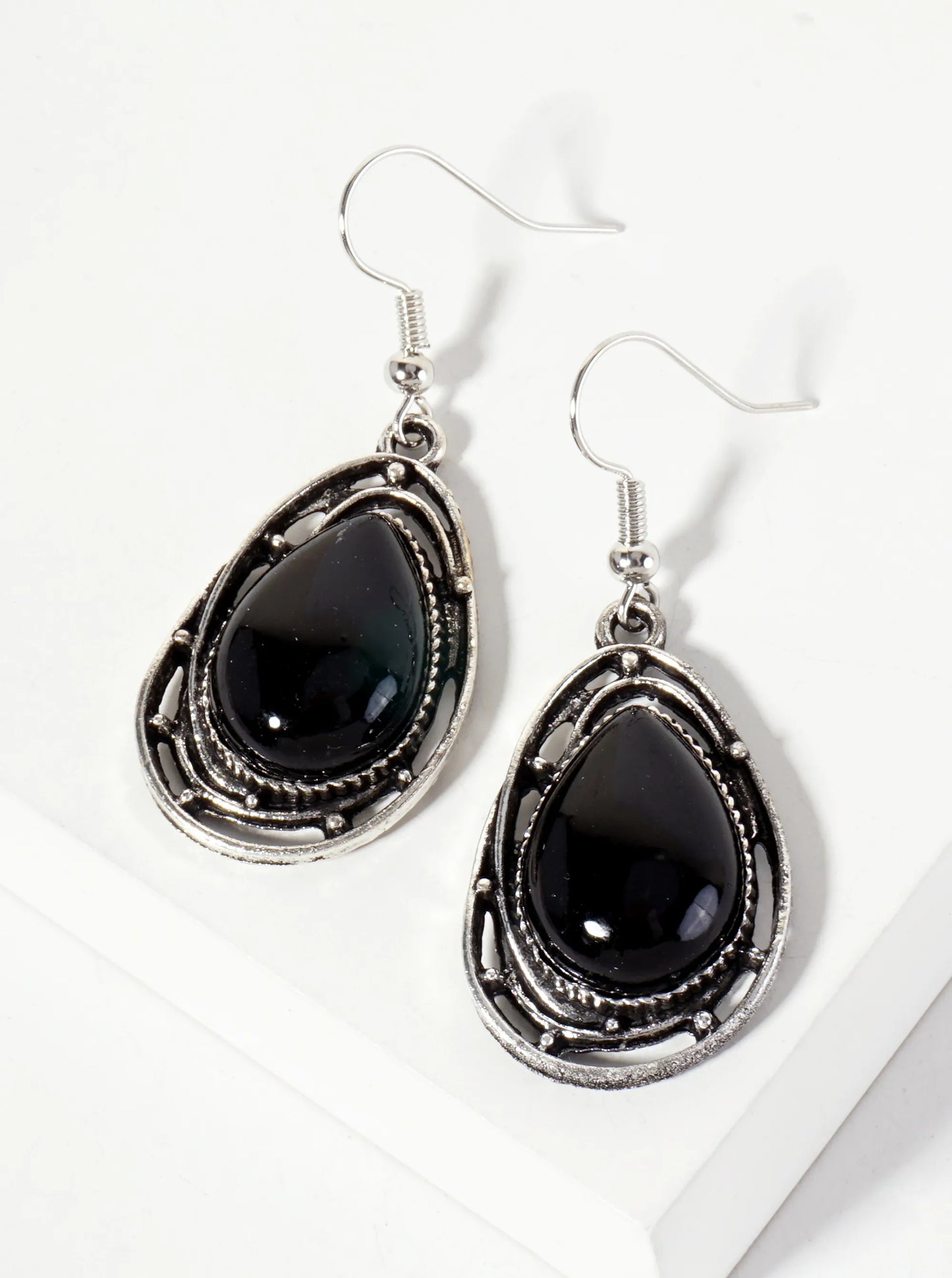 Semi-Precious Natural-Stone Teardrop Dangle Earrings