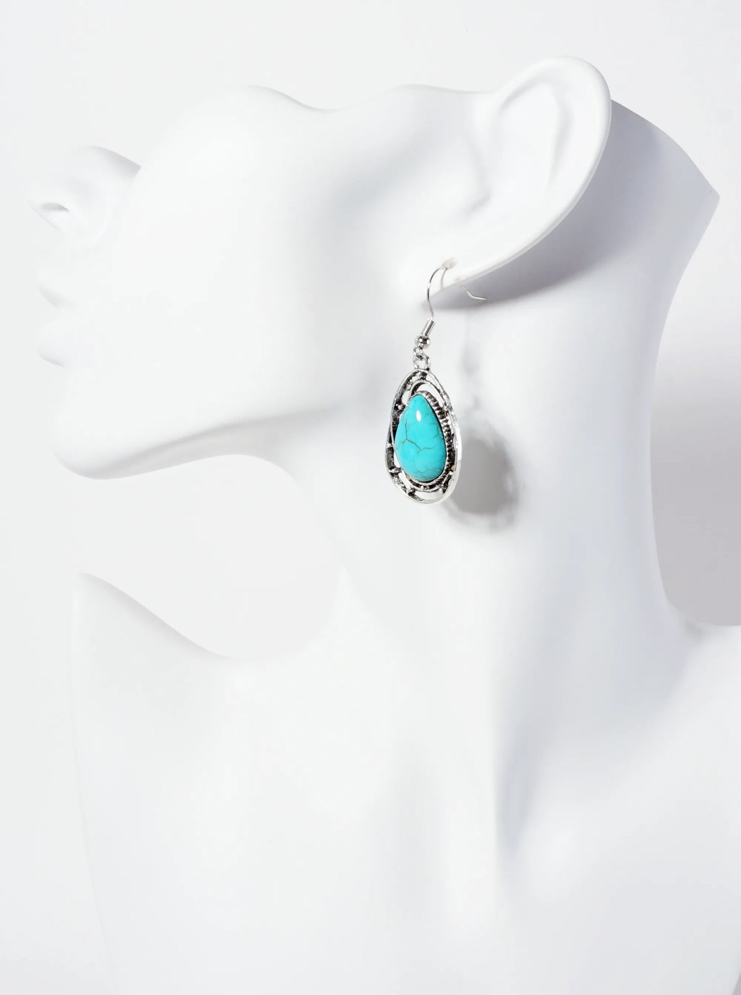 Semi-Precious Natural-Stone Teardrop Dangle Earrings