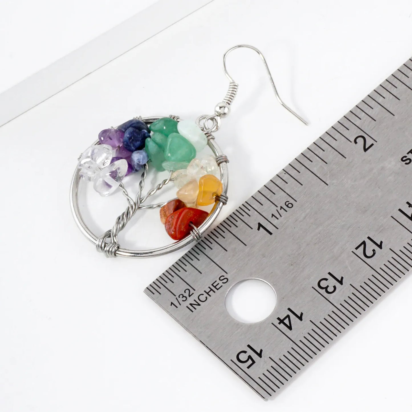 Semi-Precious Natural-Stone Tree-of-Life Dangle Earrings
