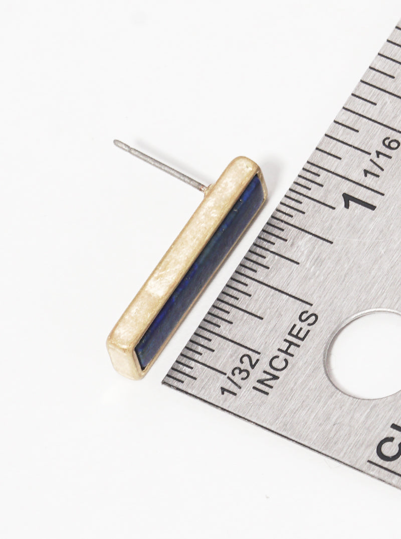 Semi-precious Natural Stone 22mm Rectangle Bar Post Stud Earrings