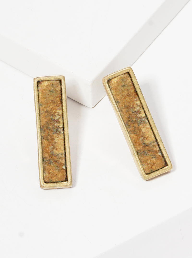 Semi-precious Natural Stone 22mm Rectangle Bar Post Stud Earrings