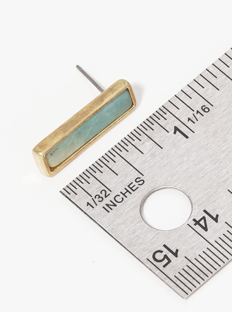 Semi-precious Natural Stone 22mm Rectangle Bar Post Stud Earrings