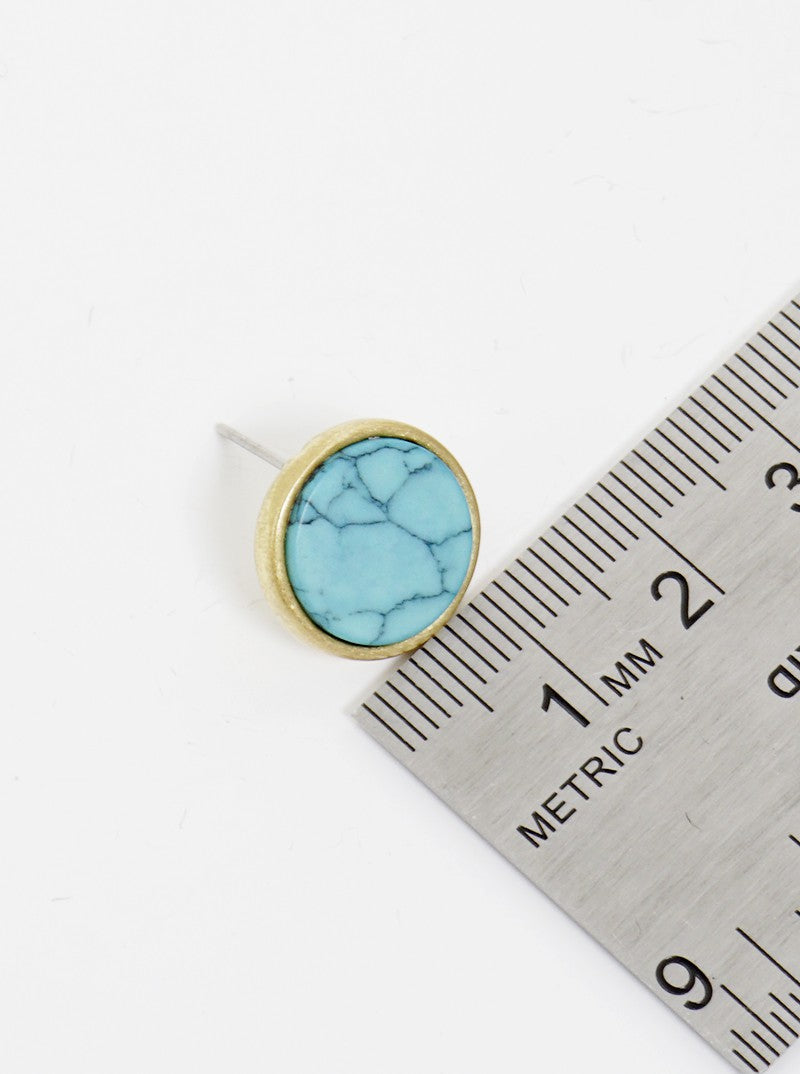 Semi Precious Natural Stone Round Post Stud Earrings