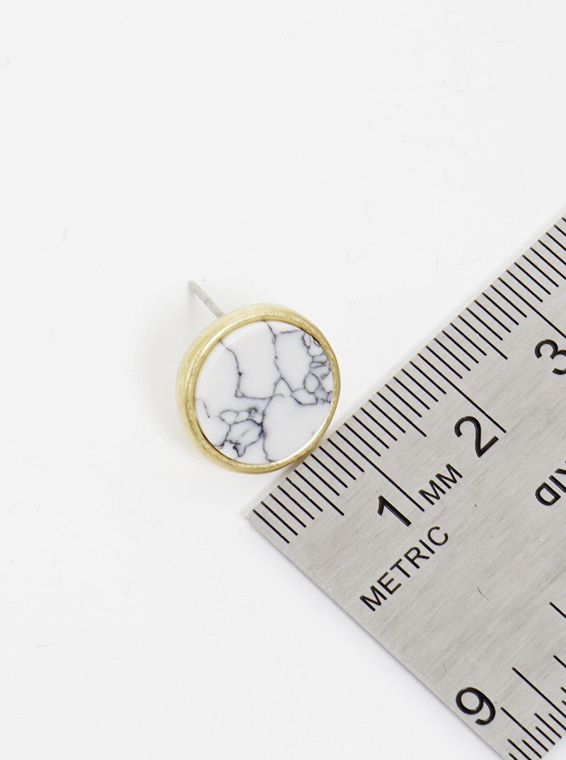 Semi Precious Natural Stone Round Post Stud Earrings