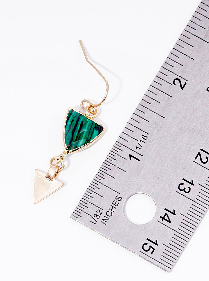 Semi-precious Stone Double Triangle Dangle Drop Earrings
