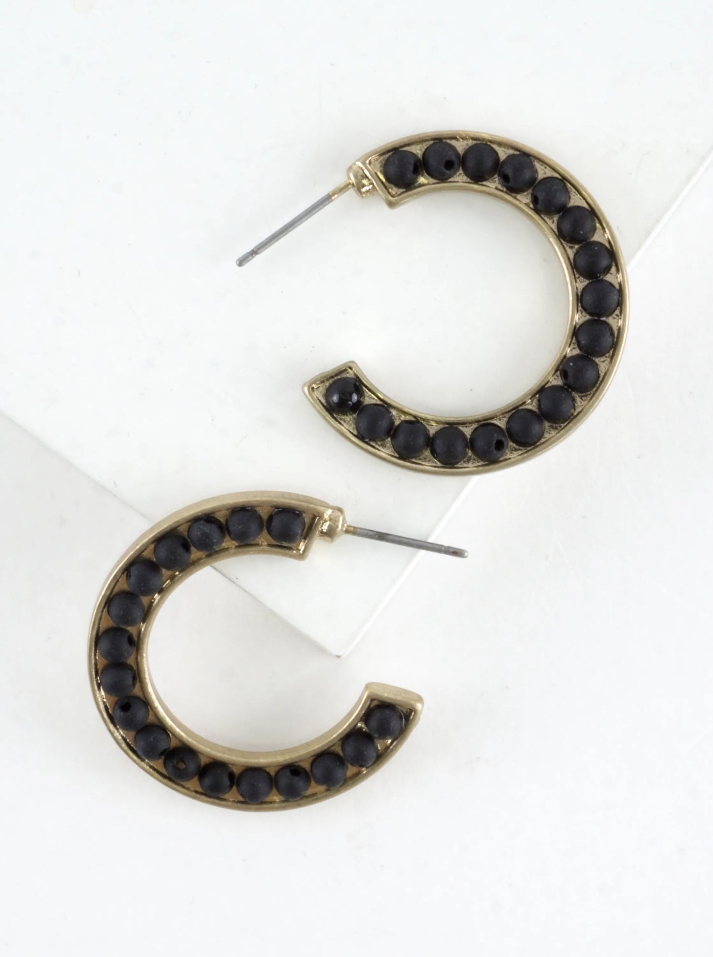 Semiprecious Embedded Hoop Earrings