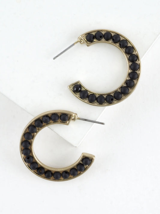 Semiprecious Embedded Hoop Earrings