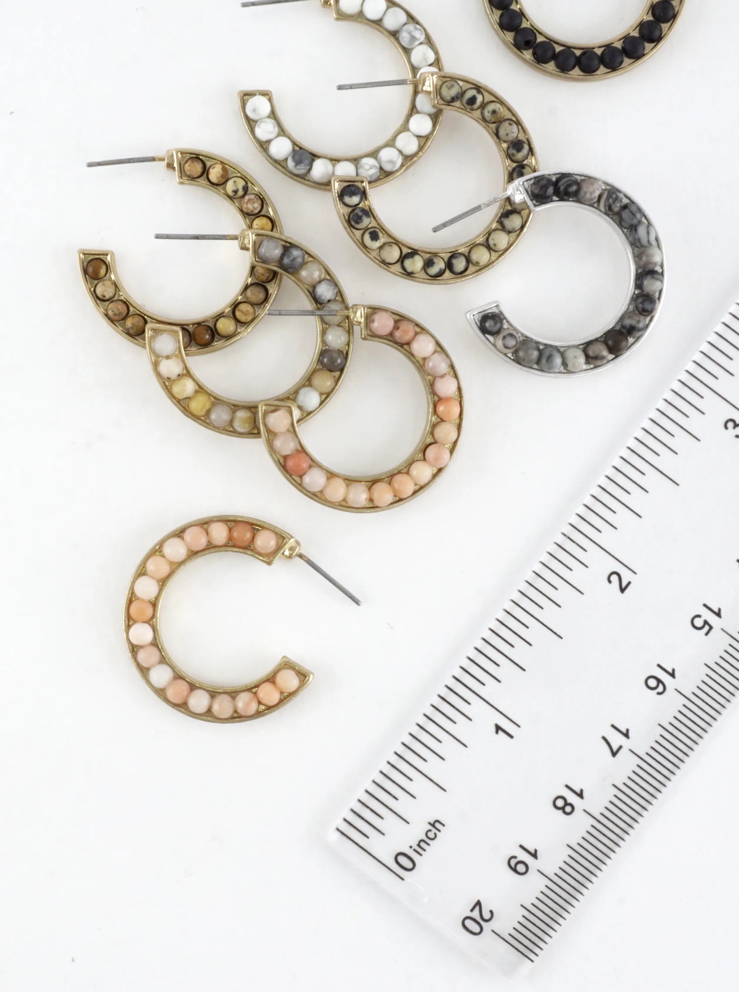 Semiprecious Embedded Hoop Earrings
