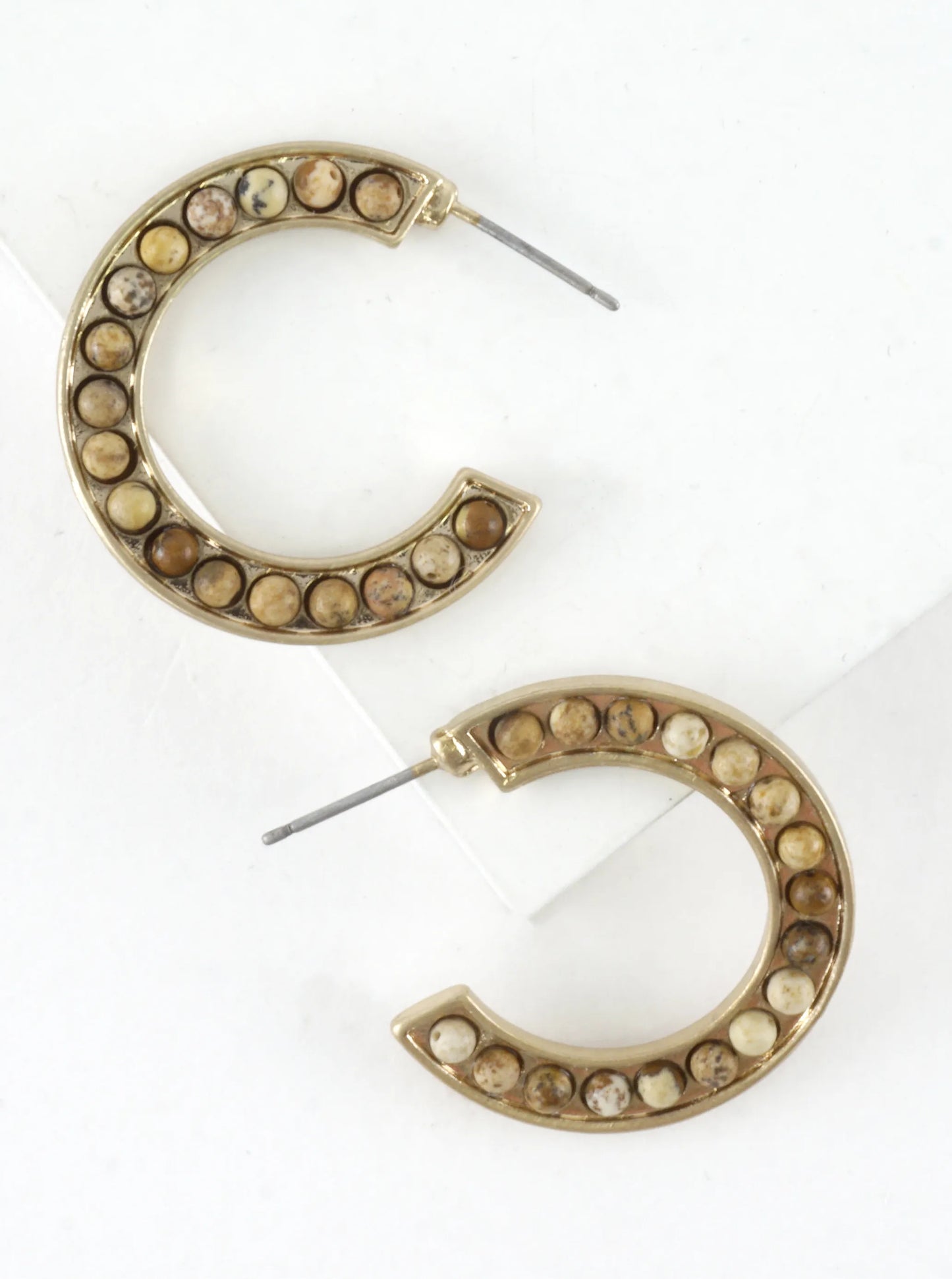 Semiprecious Embedded Hoop Earrings