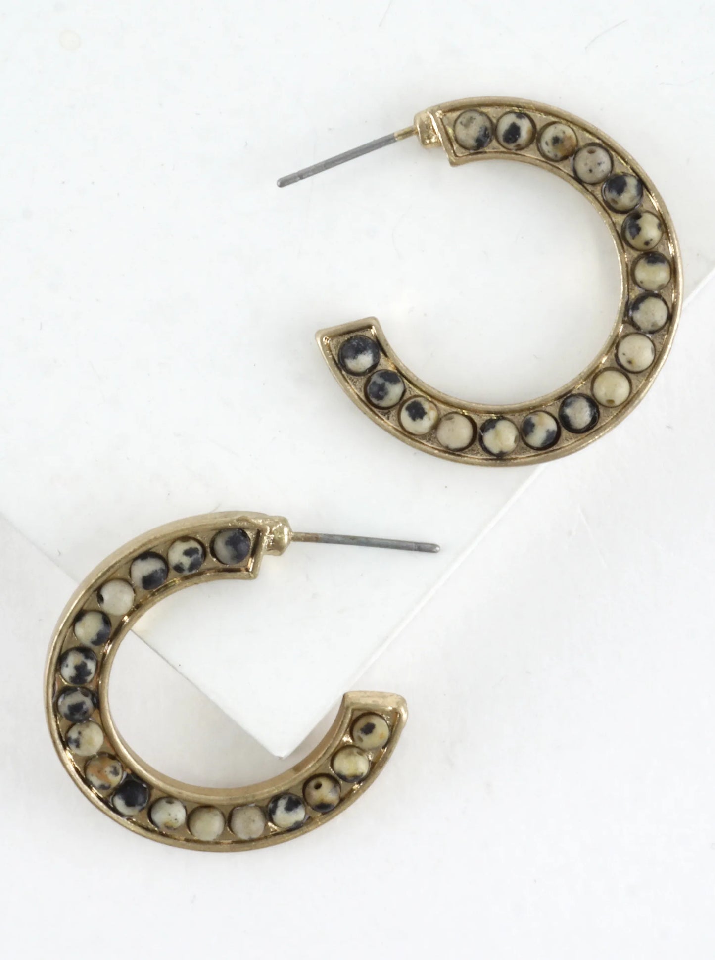 Semiprecious Embedded Hoop Earrings