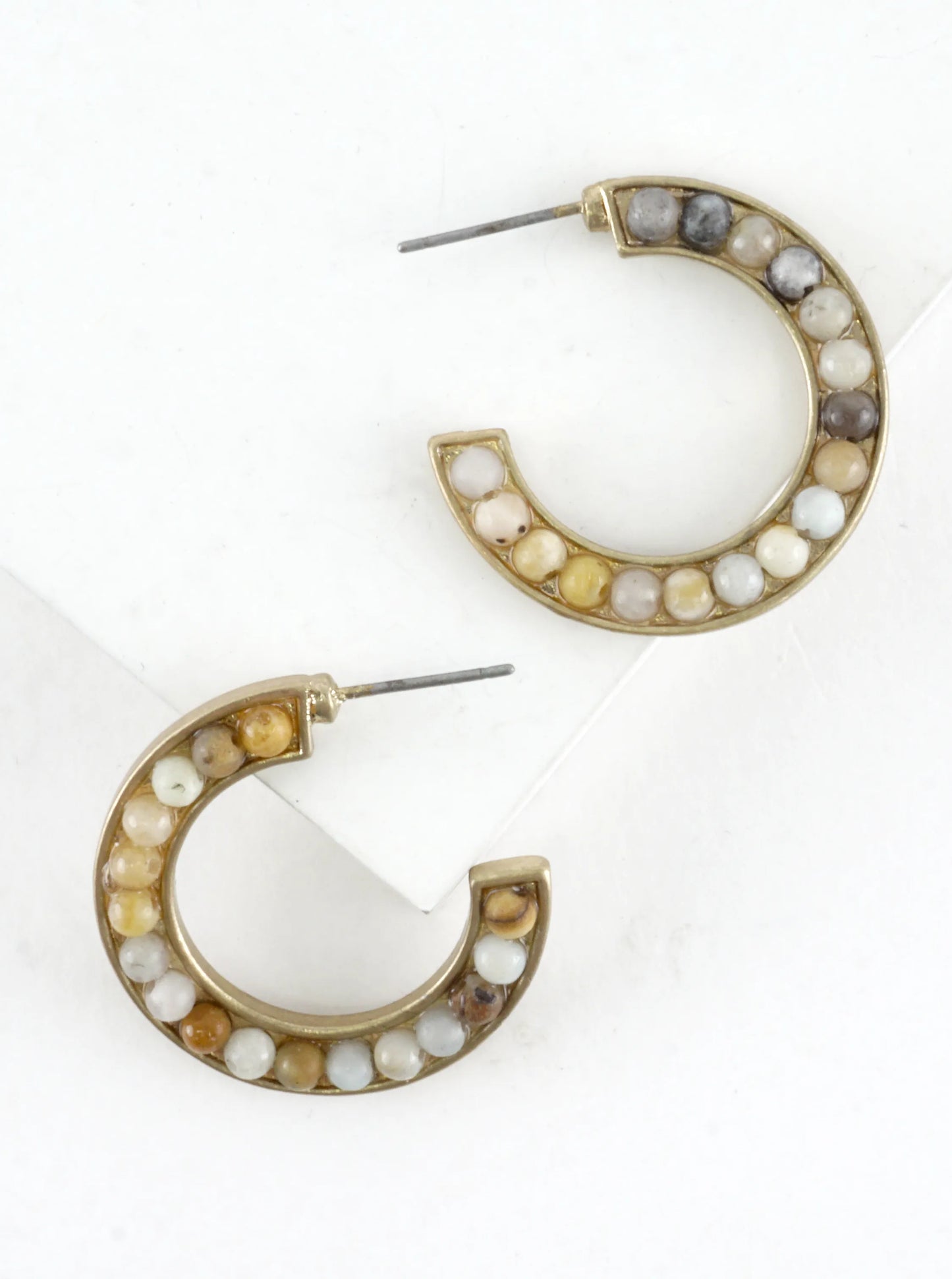 Semiprecious Embedded Hoop Earrings