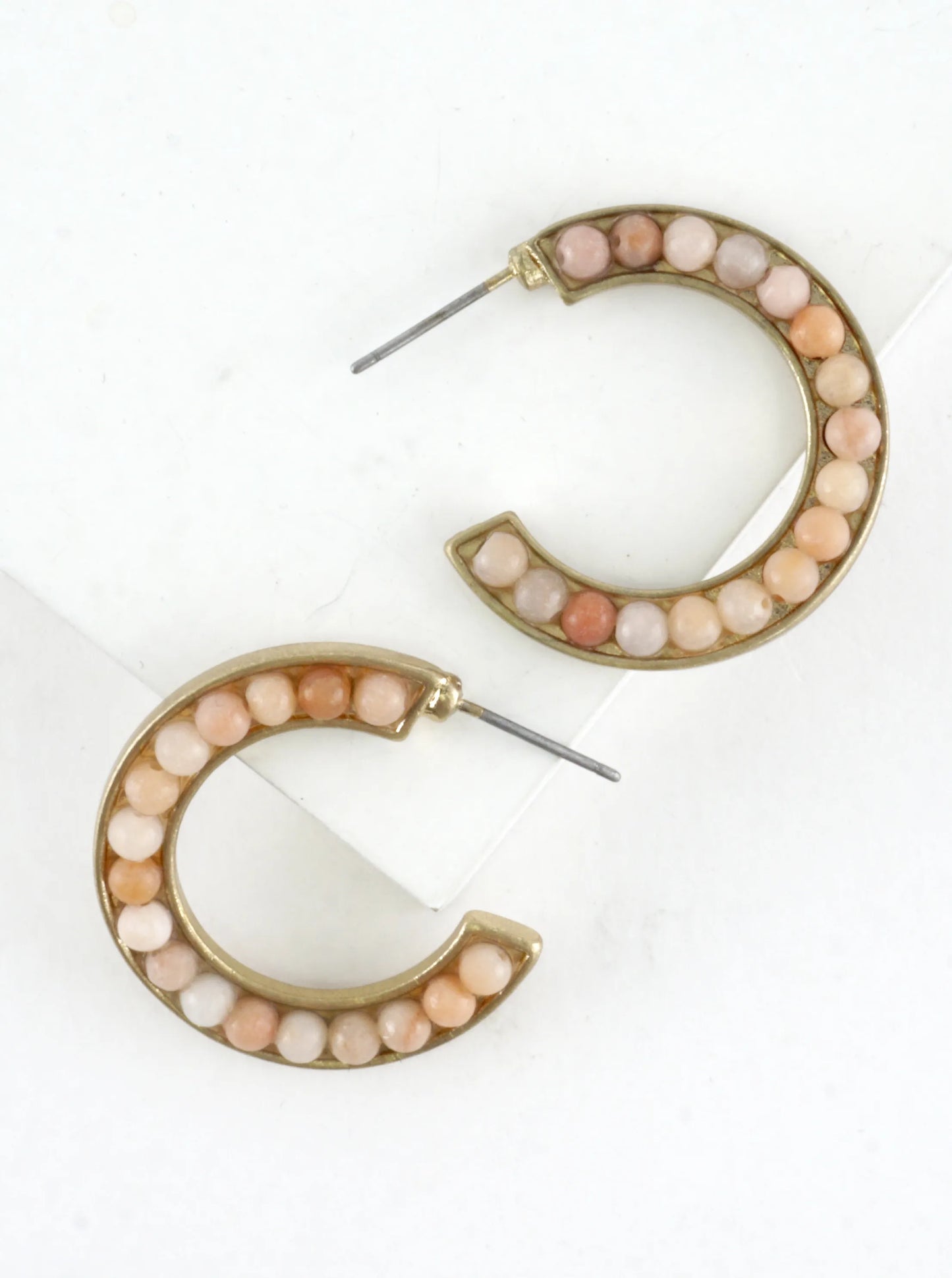 Semiprecious Embedded Hoop Earrings