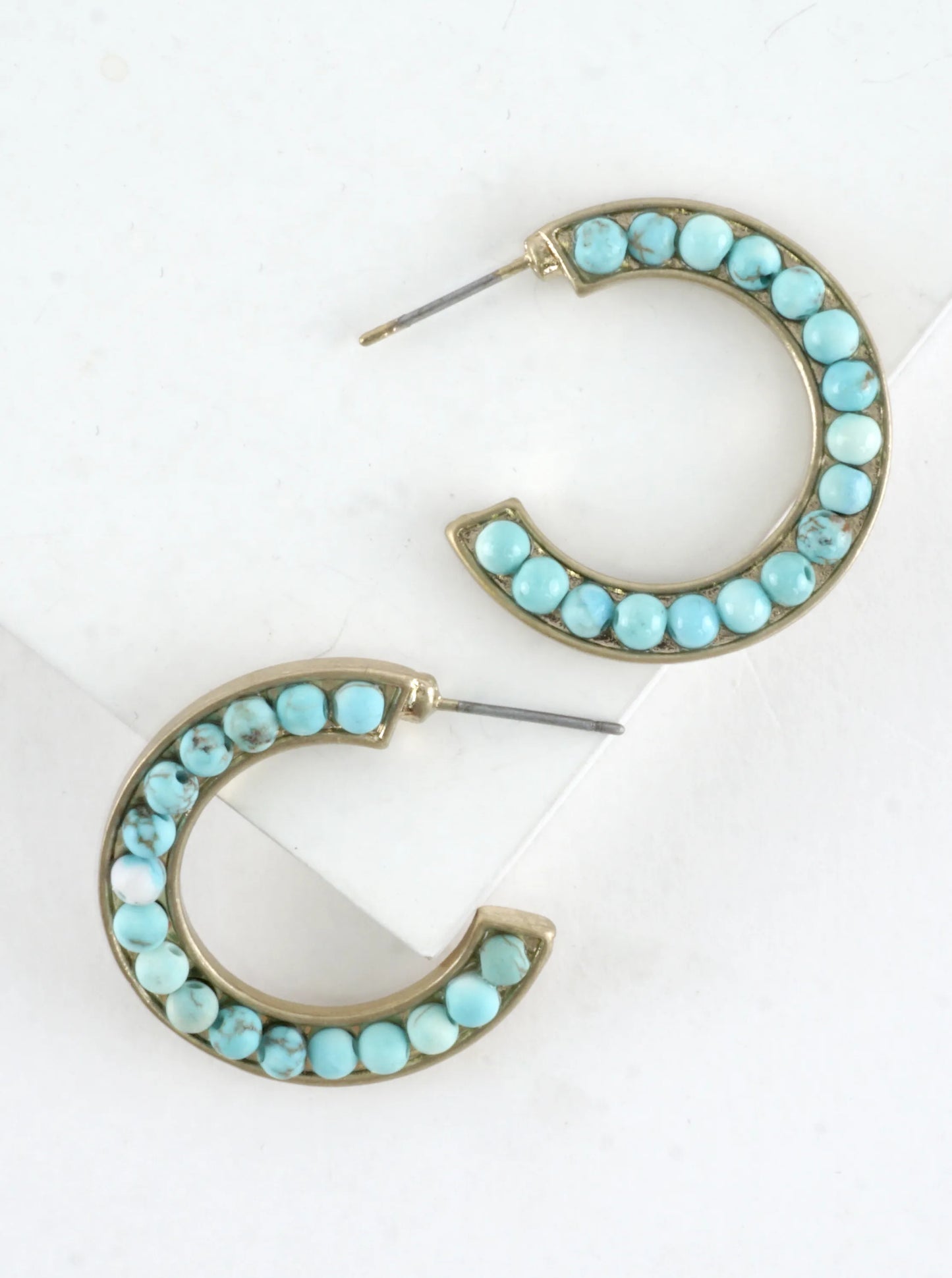 Semiprecious Embedded Hoop Earrings