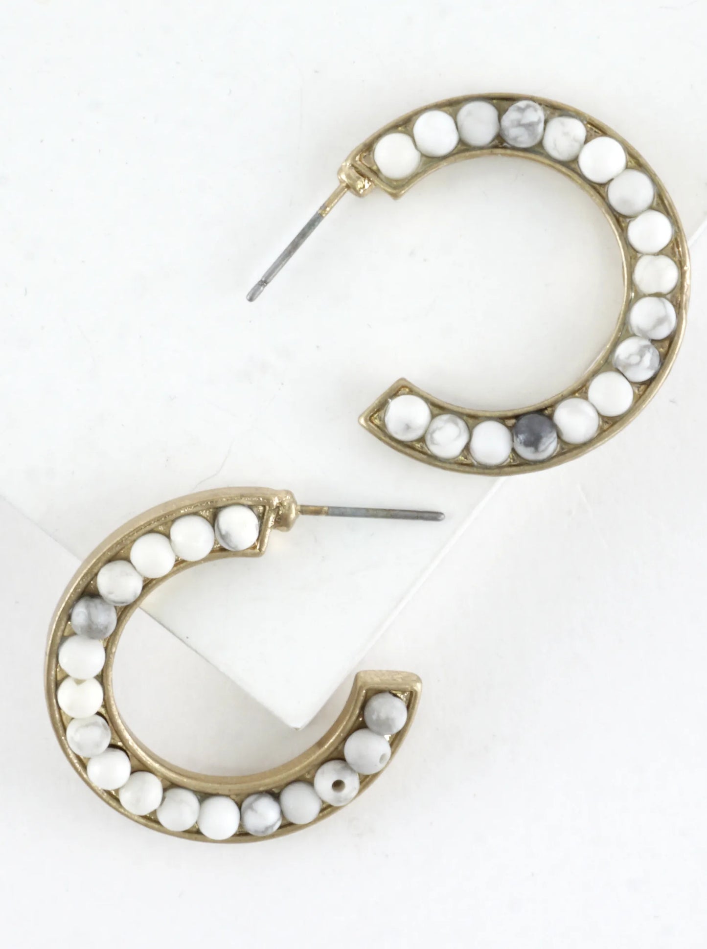 Semiprecious Embedded Hoop Earrings