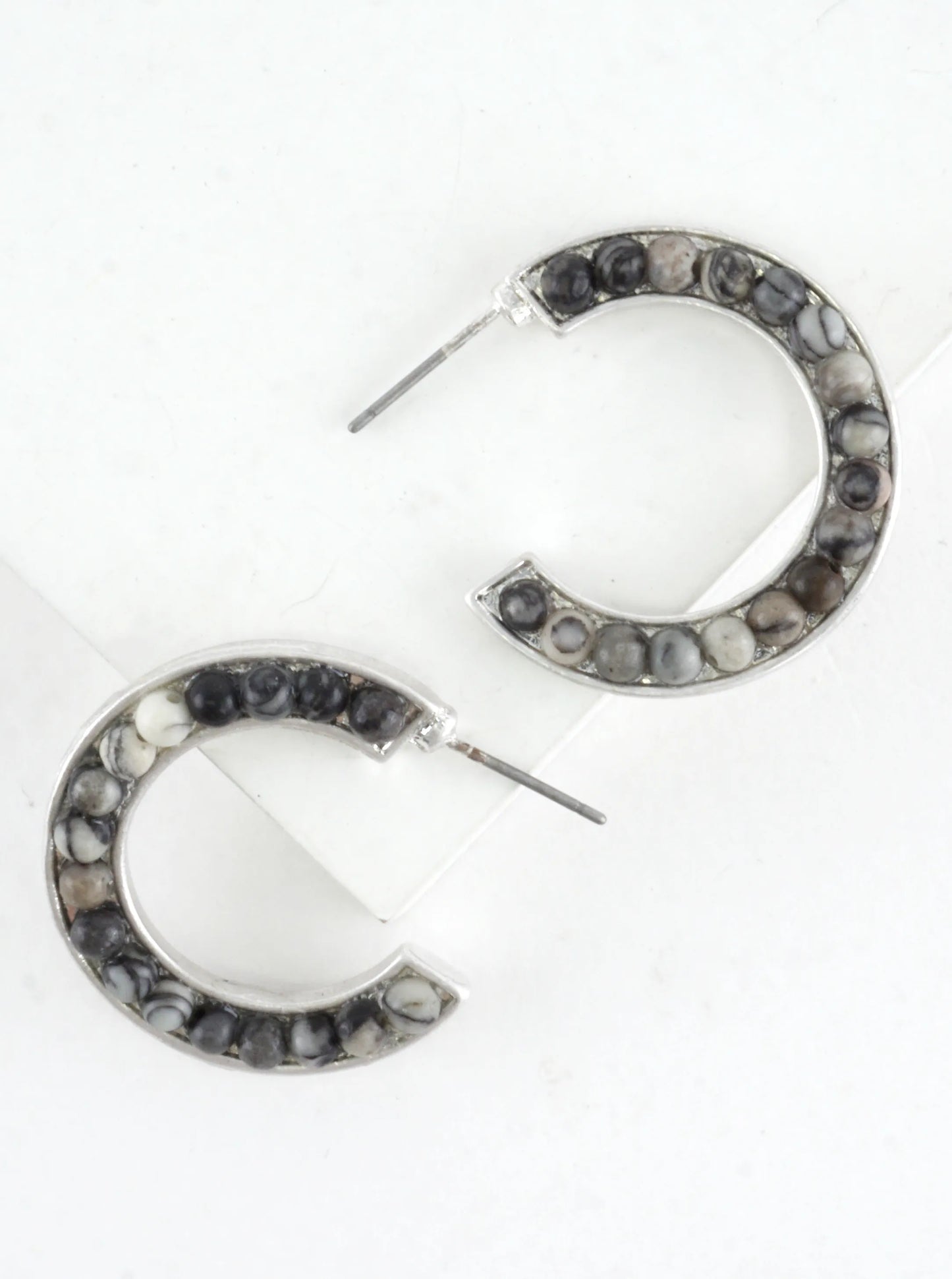 Semiprecious Embedded Hoop Earrings