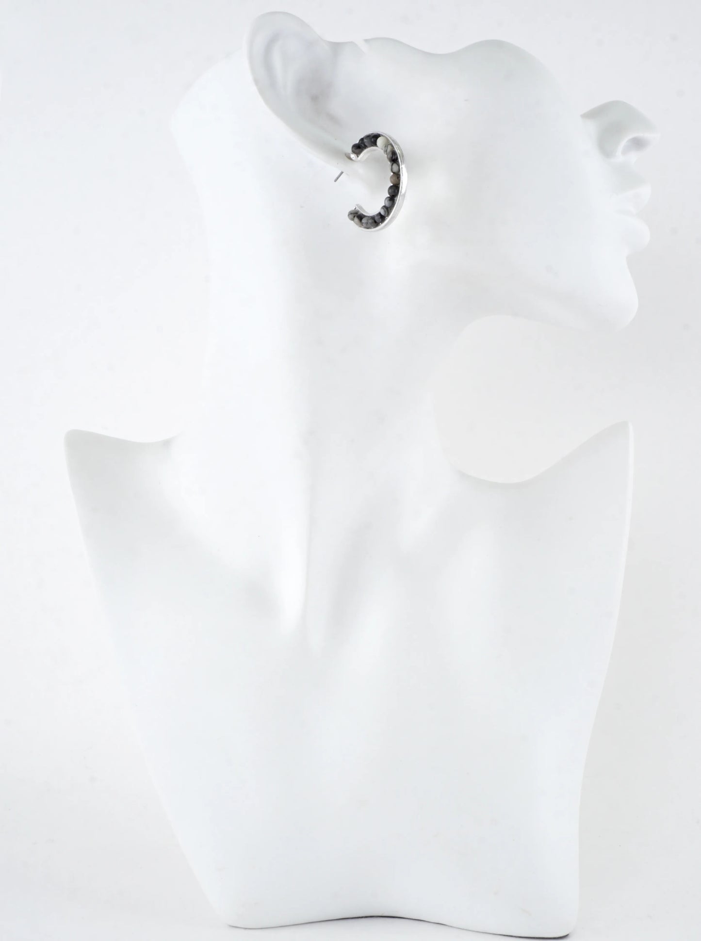 Semiprecious Embedded Hoop Earrings