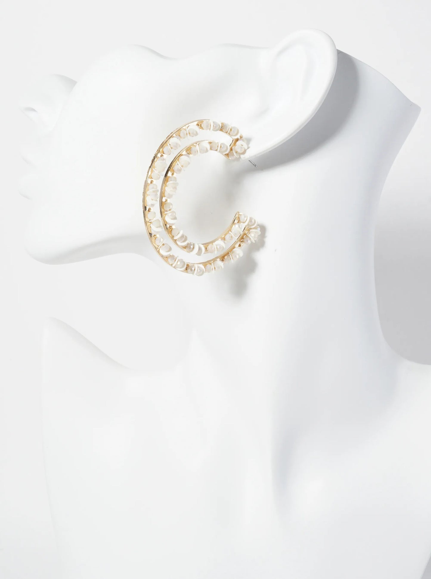 Sequin And Glass-Beaded 50mm Statement Open Hoop Earrings