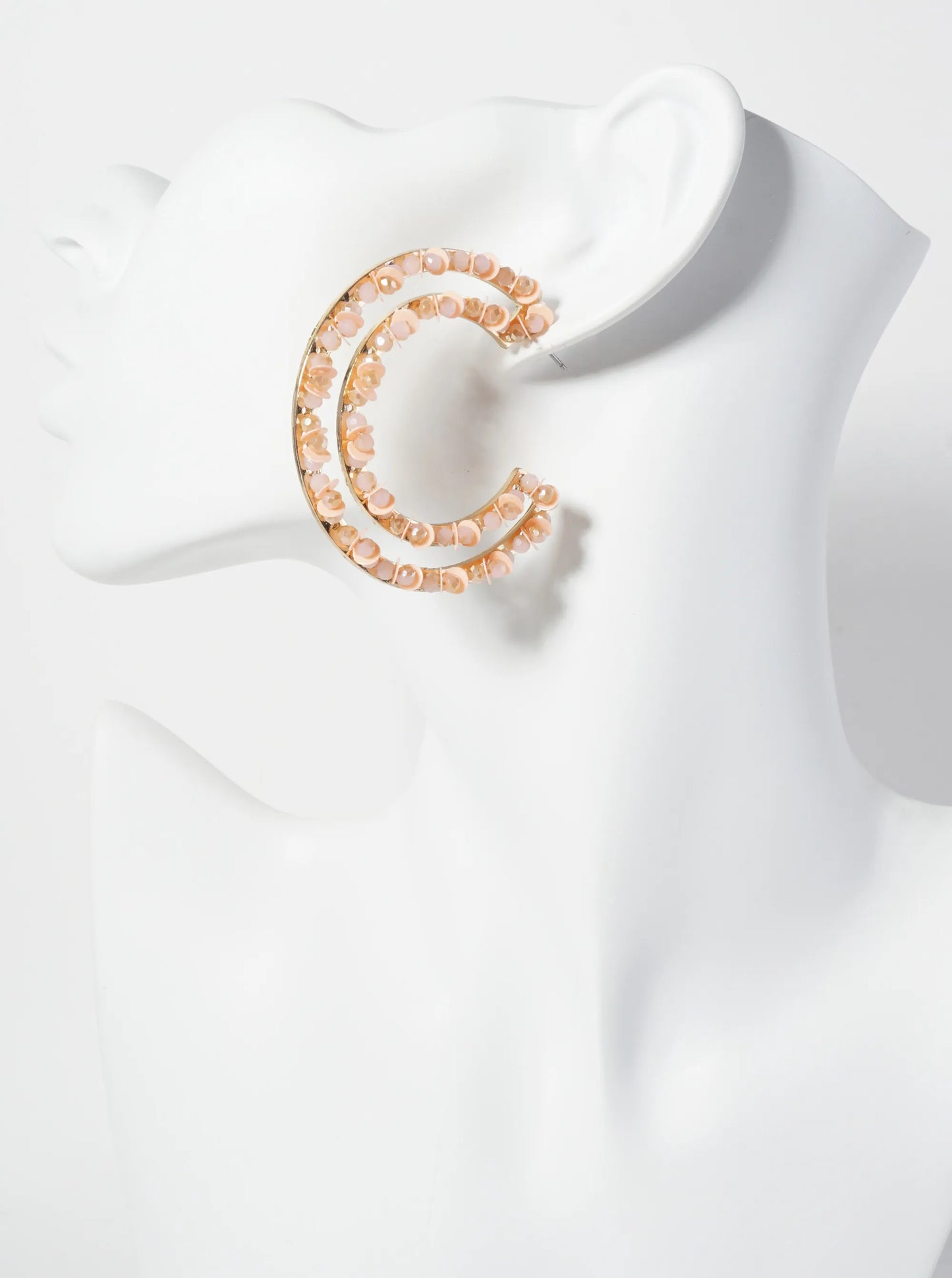 Sequin And Glass-Beaded 50mm Statement Open Hoop Earrings