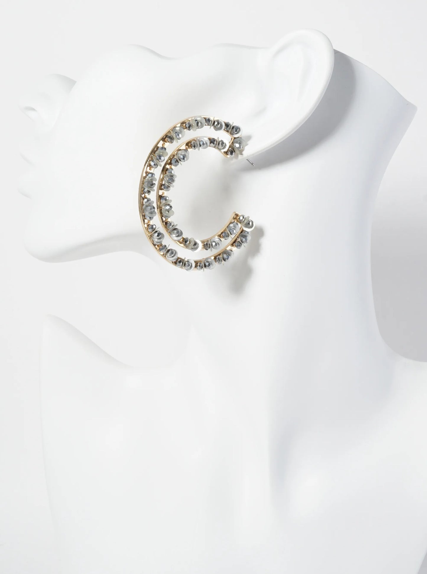 Sequin And Glass-Beaded 50mm Statement Open Hoop Earrings