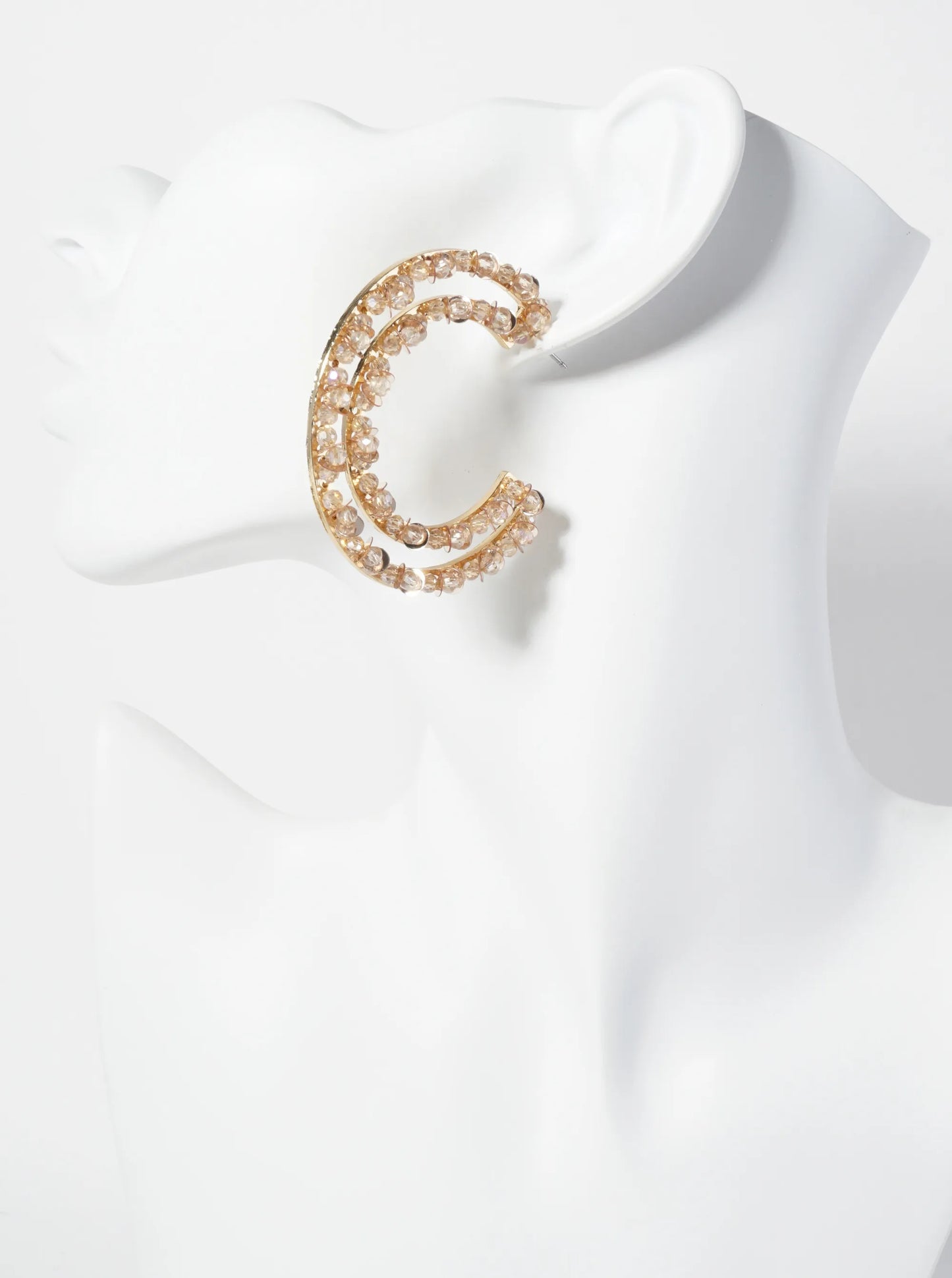 Sequin And Glass-Beaded 50mm Statement Open Hoop Earrings
